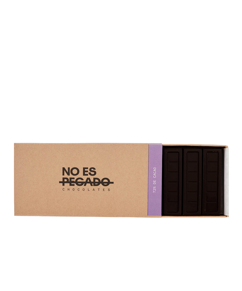 Caja 7 Barritas 72% Cacao Vegano | Chocolate amargo vegetal NO ES