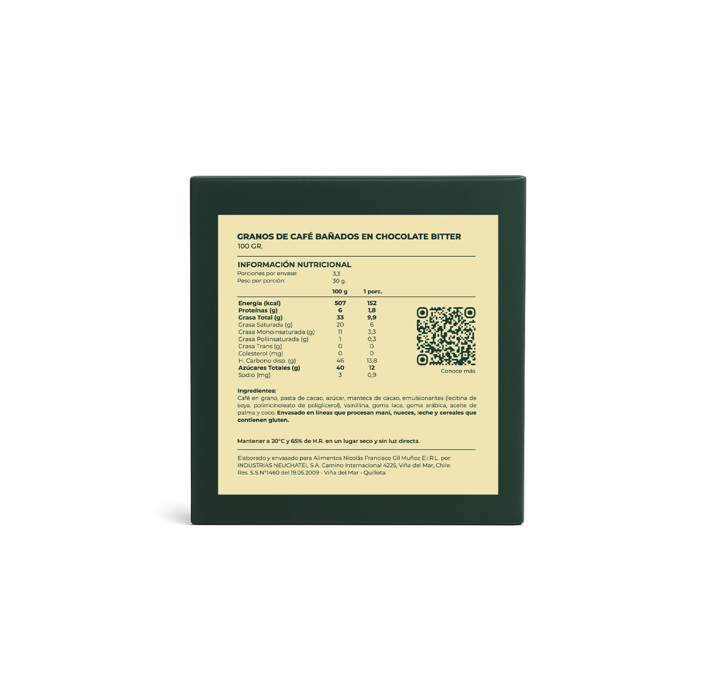 Granos de Café Bañados en Chocolate Bitter 100 g.