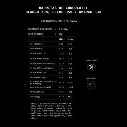 Caja de 7 barritas de chocolate Mix Trilogía | 154 grs.