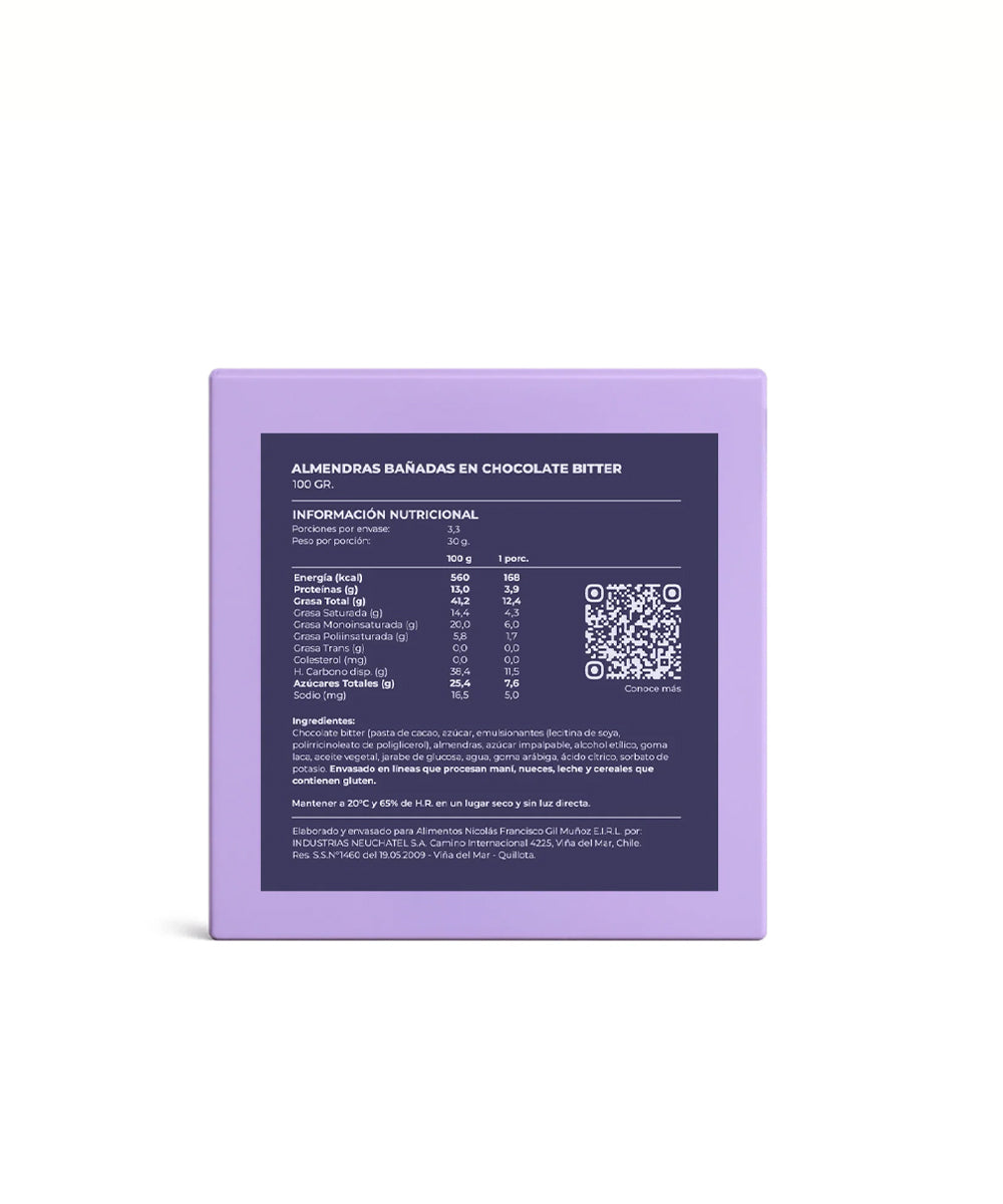 Almendras Bañadas en Chocolate de Leche 100 g.