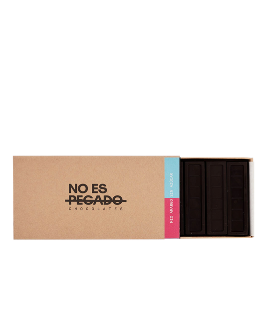 Caja de 7 barritas de chocolate Mix Amargo sin azúcar | 154 grs.