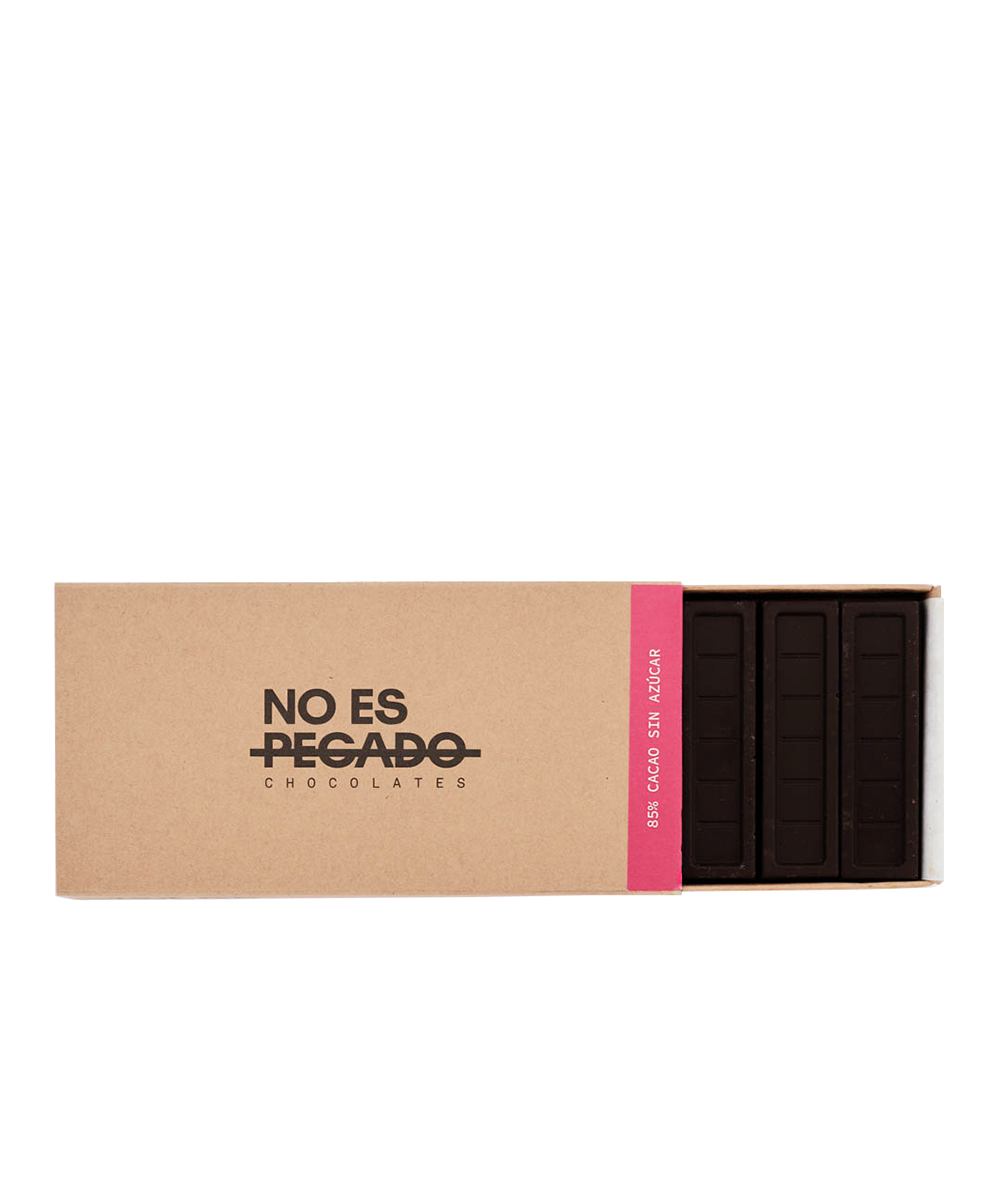 Caja de 7 Barritas de Chocolate Amargo 85% Cacao Sin Azúcar - Vegano 154 gr