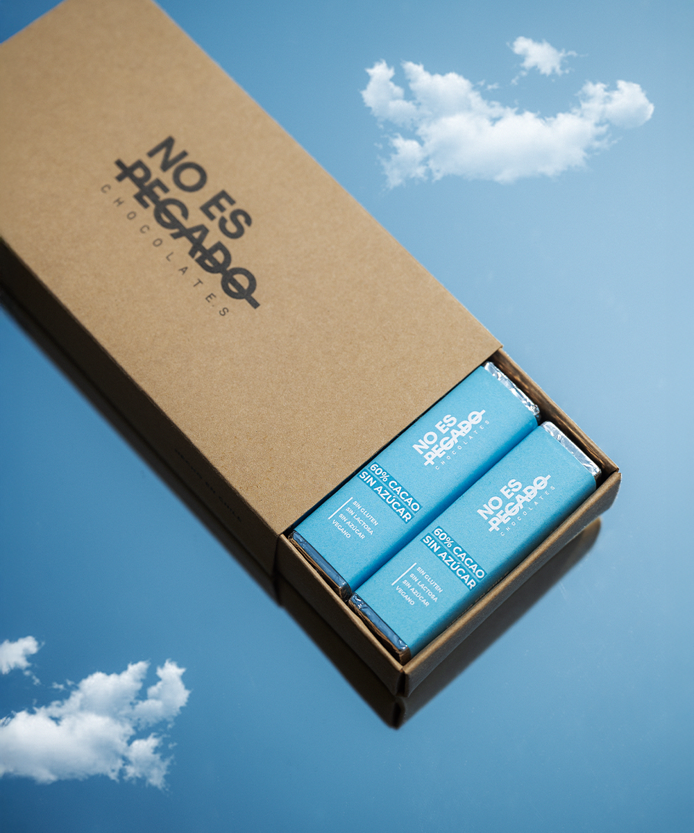 Caja de 7 Barritas de Chocolate Semiamargo 60% Cacao Sin Azúcar - Vegano 154 gr