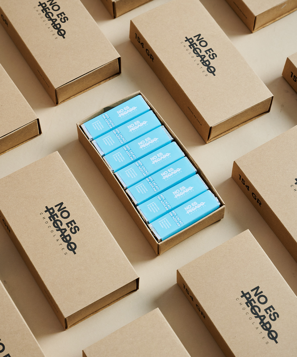 Caja de 7 Barritas de Chocolate Semiamargo 60% Cacao Sin Azúcar - Vegano 154 gr