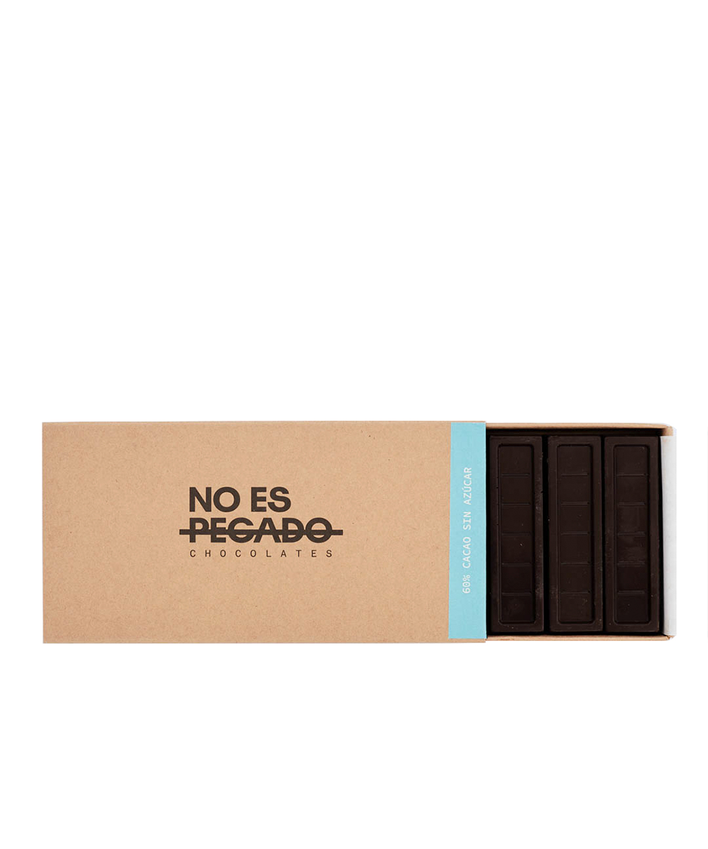Caja de 7 Barritas de Chocolate Semiamargo 60% Cacao Sin Azúcar - Vegano 154 gr