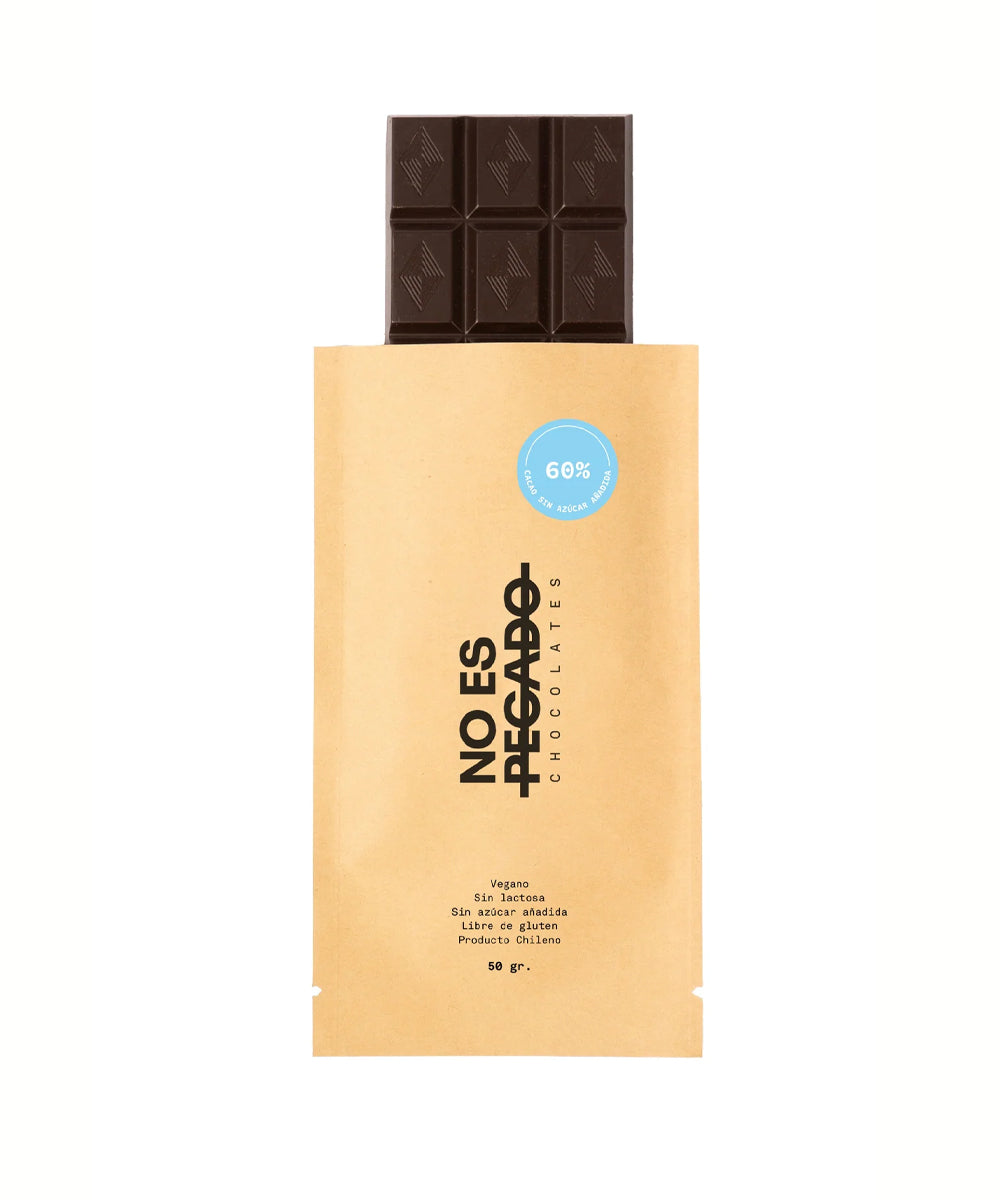 Tableta de Chocolate Semiamargo 60% Cacao Sin Azúcar - Vegano 50 gr
