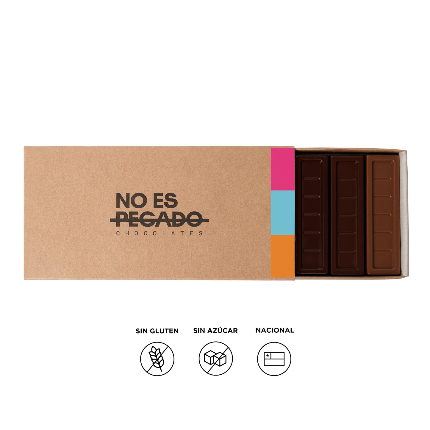 Caja de 7 Barritas de chocolates Mix sin azúcar - contiene leche | 154 grs.