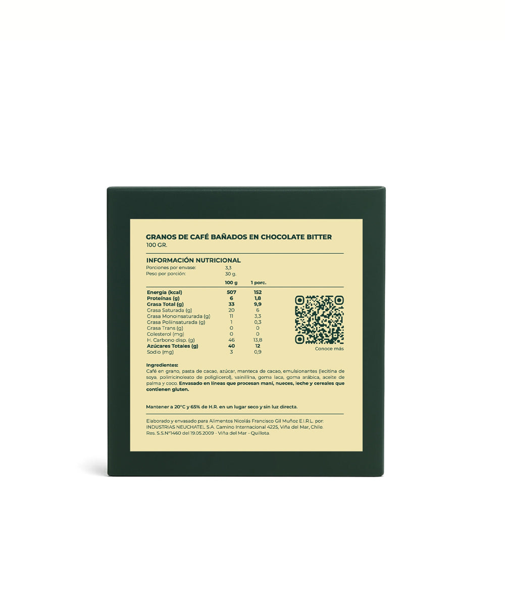 Granos de Café Bañados en Chocolate Bitter 100 g.