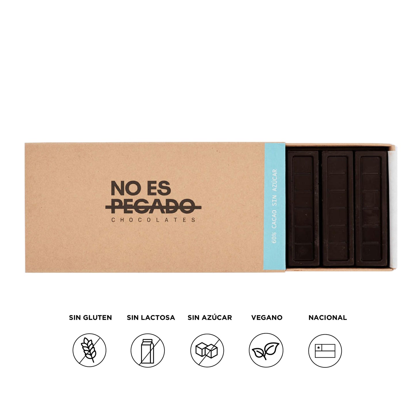 Caja de 7 barritas de chocolate semiamargo 60% cacao S/A | 154 grs.