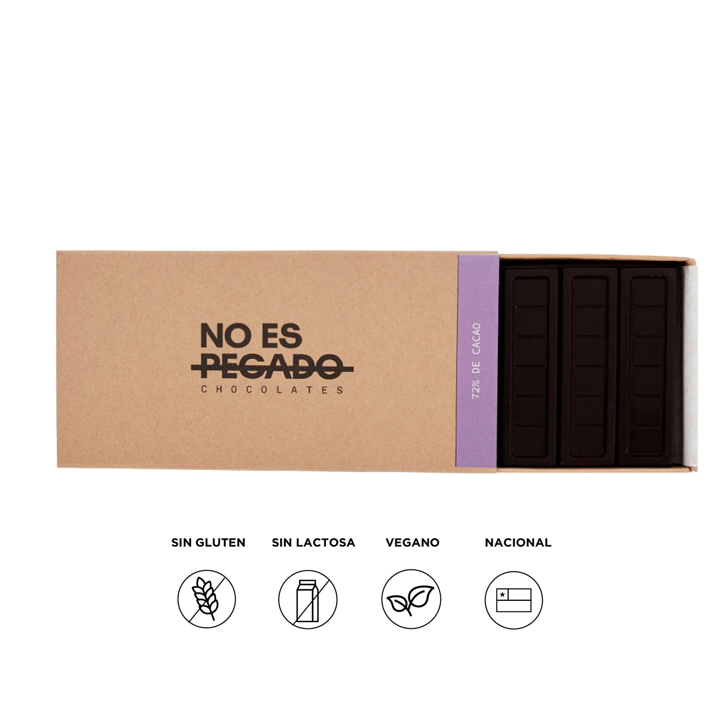 Caja de 7 barritas de chocolate amargo 72% cacao | 154 grs.