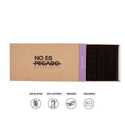 Caja de 7 barritas de chocolate amargo 72% cacao | 154 grs.