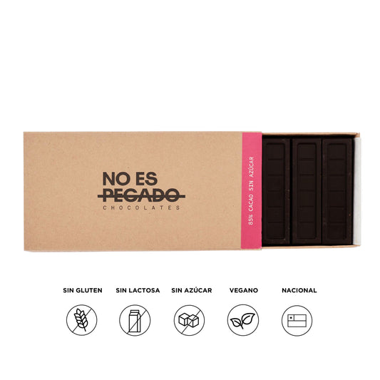 Caja de 7 barritas de chocolate amargo 85% cacao S/A 154grs.